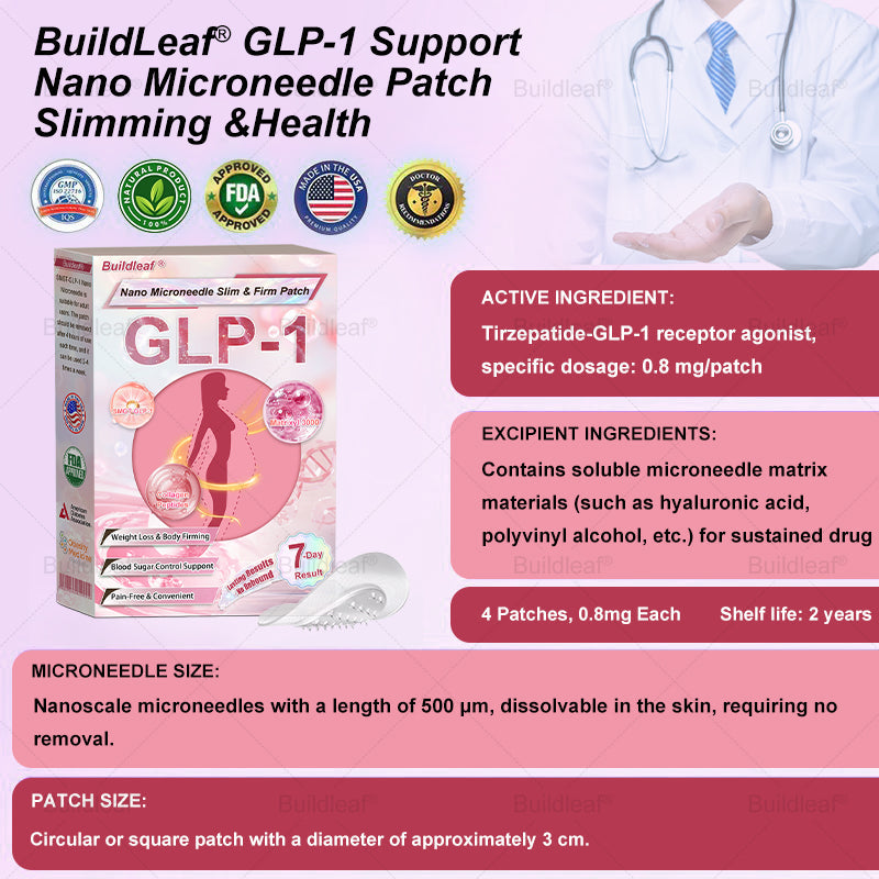 FDA Store | 𝐵uil𝗱𝐿ea𝐟® 𝐆𝐋𝐏-𝟏 Support 𝑁ano 𝑀icroneedle 𝑃atch with Collagen & Matrixyl 3000 丨Obesity,Cardiovascular Diseas, Diabetes, Sleep Apnea, Joint Problems and More