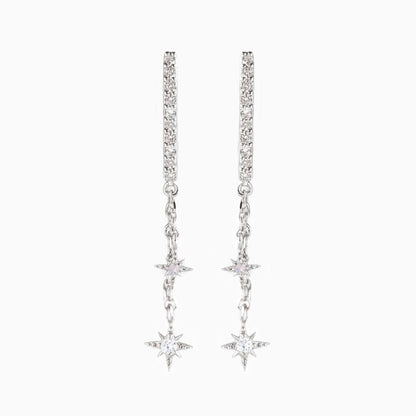 New Design Stainless Steel Cubic Zirconia Chain Hoop Earring For Women Star Moon Pendant Cartilage Earring Piercing Jewelry